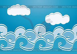 Sea waves seamless pattern, vector illustration - vector clipart