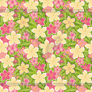 Tropical floral seamless pattern, vector illustration - royalty-free vector image