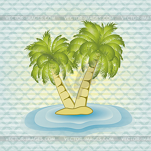 Summer card with palm tree, vector illustration - vector clipart