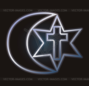 Symbols of three religions, vector illustration - vector image