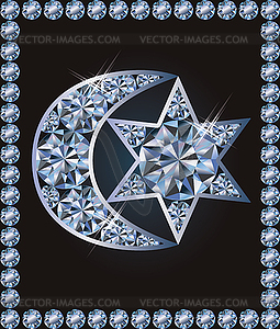 Islamic crescent and jewish David's star symbols - stock vector clipart