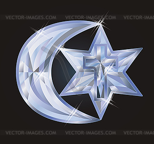 Diamond symbols Judaism, Christianity, Islam, vector - vector clipart