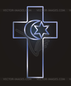 Symbols of three world religions, vector illustration - vector clipart