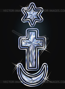 Diamond symbols Judaism, Christianity, Islam, cover des - vector clipart