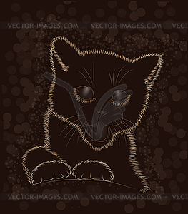 Little cat black and white, vector illustration - vector clipart