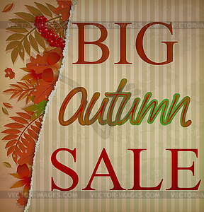 Big autumn sale card, vector illustration - vector clipart