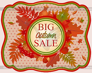 Big autumn sale card, vector illustration - vector EPS clipart