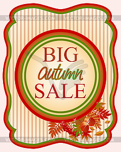 Big autumn sale card, vector illustration - vector image