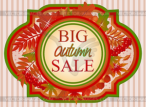 Big autumn sale card vintage style, vector illustration - vector clipart