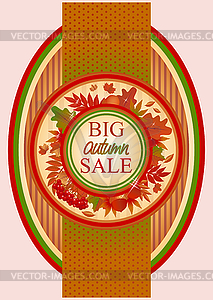 Big autumn sale banner, vector illustration - vector image