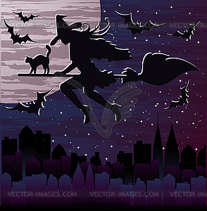 Счастливый ночной фон Хэллоуина, векторные иллюстрации - клипарт Royalty-Free