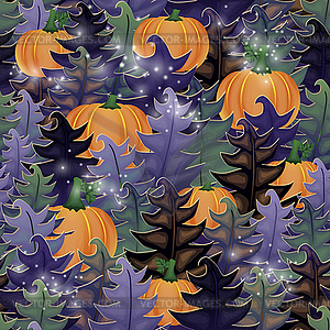 Halloween forest seamless pattern, vector illustration - vector image