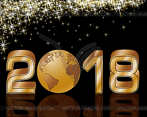 Happy New 2018 Year greeting card, vector illustration - vector image