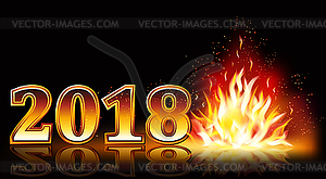 New year 2018 fire greeting banner, vector illustration - vector clip art