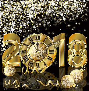 Счастливый Новый 2018 год Золотой приветствие обои, вектор - векторная иллюстрация