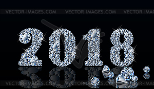 Diamond background Happy New 2018 Year, vector - vector image