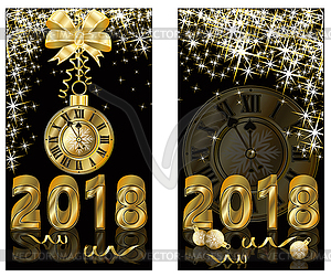 Happy New 2018 Year banners, vector illustration - vector image