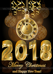 Счастливый Новый 2018 год золотые обои, вектор - клипарт в формате EPS