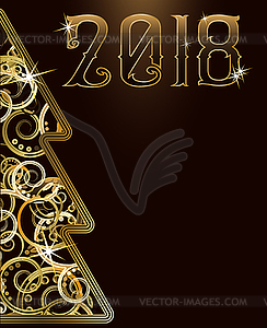 Merry Christmas & Happy new year, 2018 card, vector  - vector image