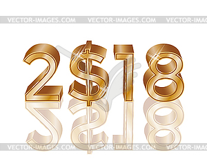 Счастливый Золотой Новый 2018 доллар год, векторные иллюстрации - изображение в векторном формате