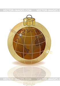 Merry Christmas & Happy New year golden planet card - vector clipart