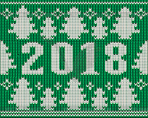 Merry Christmas holidays knitted wallpaper, New 2018  - vector clipart