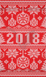 Merry Christmas and Happy New 2018 Year holidays knitte - vector clipart