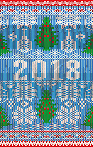 Merry Christmas and Happy New 2018 Year holidays knitte - vector clipart / vector image