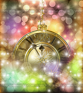 Merry Christmas & Happy New year golden clock , vector  - vector clip art