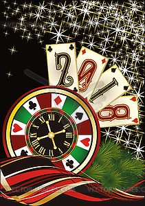 Casino Christmas invitation card, vector illustration - vector clip art