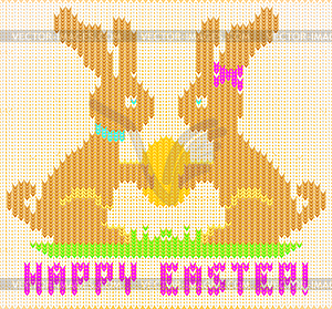 Счастливый Пасха вязаный кролик, векторные иллюстрации - клипарт в формате EPS