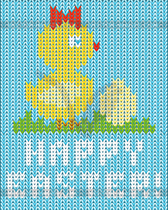 Счастливый Пасха трикотажные куриные баннер, векторные иллюстрации - клипарт в формате EPS