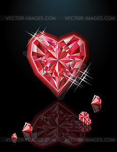 Ruby heart, happy valentines day, vector illustration - vector clipart