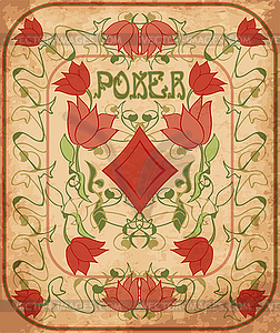 Poker diamonds element in art nouveau style, vector - vector image