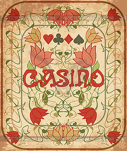 Casino poker background in art nouveau style, vector  - vector clip art