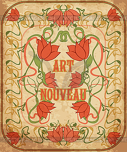 Floral background in art nouveau style, vector illustra - vector image