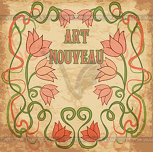 Floral wallpaper in art nouveau style, vector illustrat - vector clipart