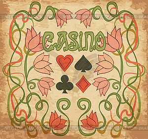 Casino Poker background in art nouveau style, vector il - vector image