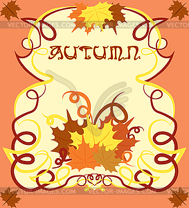 Autumn card in art nouveau style, vector illustration - vector image