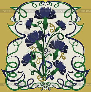 Floral background with cornflowers in art nouveau style - vector clip art