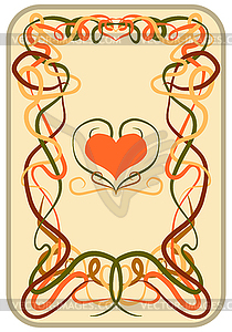 Poker hearts card in art nouveau style, vector illustra - royalty-free vector image