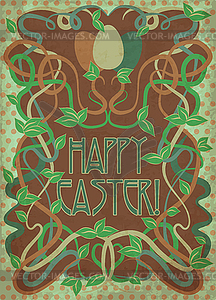 Happy Easter card in art nouveau style, vector illustra - vector clipart