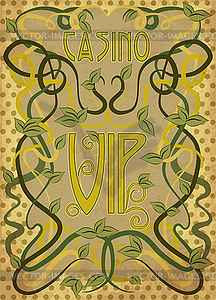 Casino VIP greeting card in art nouveau style, vector  - royalty-free vector image