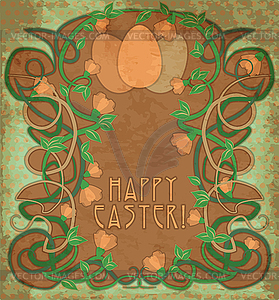 Happy Easter wallpaper in art nouveau style, vector ill - vector clipart