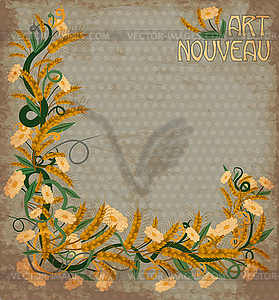Пшеничный баннер в стиле ар-нуво, векторный иллюстратор - изображение в векторе