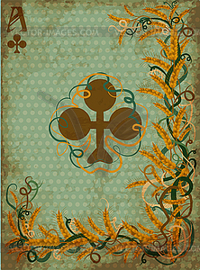 Poker clubs casino card in art nouveau style, vector il - vector clipart