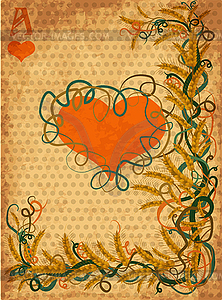 Poker hearts casino card in art nouveau style, vector i - vector image