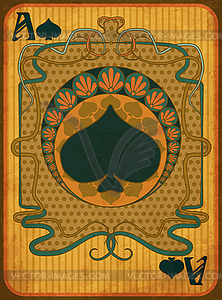 Poker spades card in art nouveau style, vector illustra - vector image