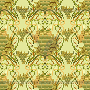 Seamless wallpaper with grape in art nouveau style - vector clipart