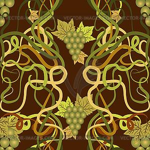 Seamless wallpaper with grape in art nouveau style - vector clip art